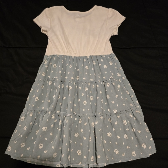 Girl'sā Floral Short Sleeve Dress Sage Green & White Size 6 Small - Picture 7 of 8